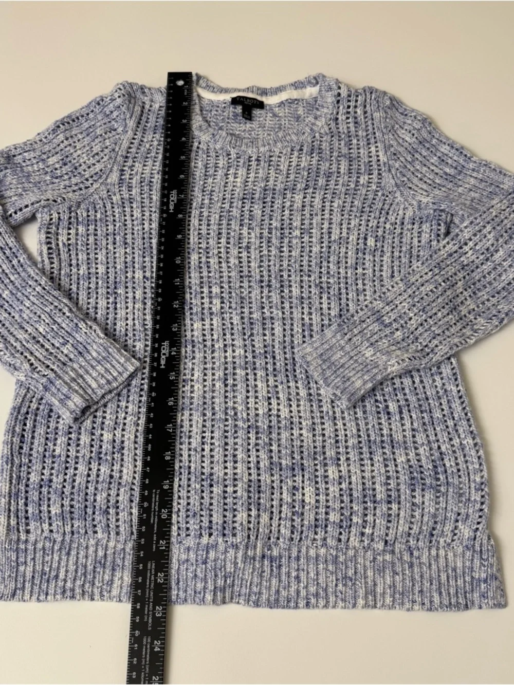Talbots Light Blue Marled Crewneck Sweater Size P - Picture 4 of 6